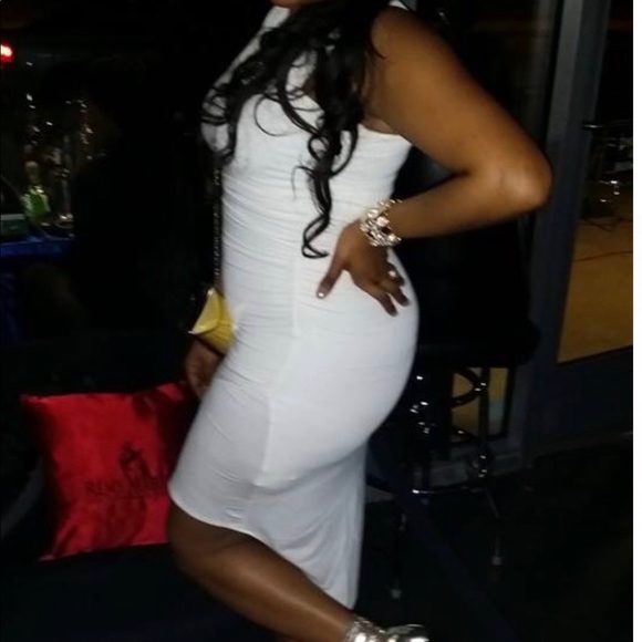 Bebe Asymmetrical white dress size small - Picture 2 of 6